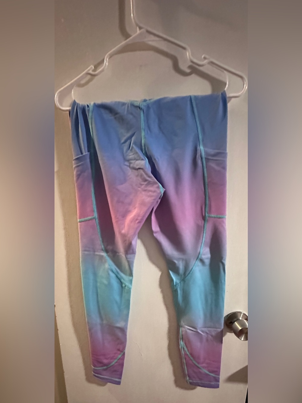 Curves and combat boots Active full length Leggings - Pastel Blue & Pink